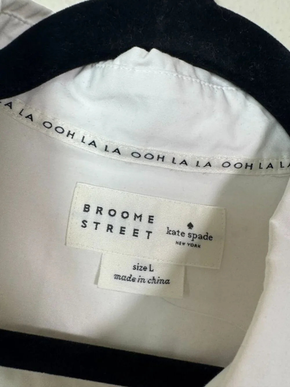 Kate Spade Broome Street White Button Up Shirt Sz Large 100% Cotton Long Sleeve